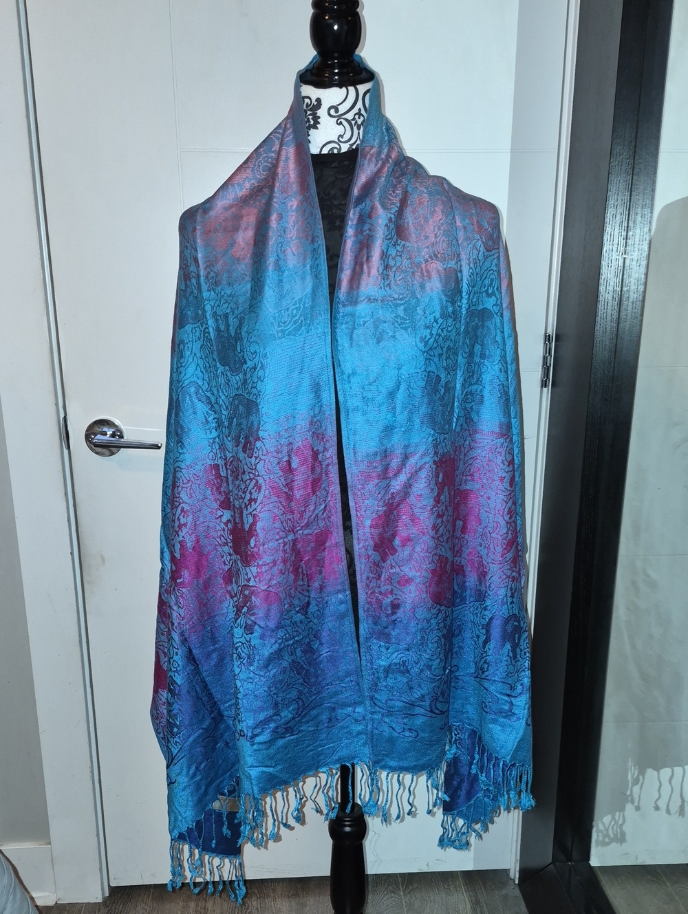 Blue and Fuchsia Paisley Throw Shawl - Home Accents